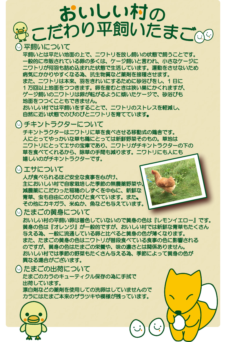 おいしい村のこだわり平飼いたまご
